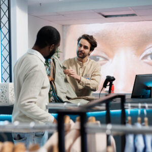 store cashier talking with customer 2024 02 09 19 40 56 utc